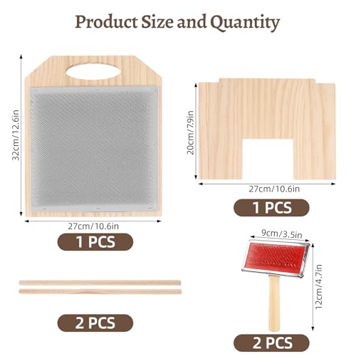 Dmnnlp Wool Blending Board, with 2 Combs for Spinning Fiber,Carding Brush Set, DIY Felt Toys, Wool Roving Preparation Organize