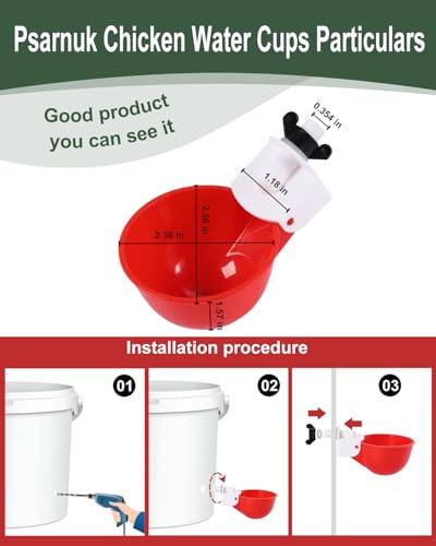 DIY Automatic Chicken Waterer Kit with 4 Cups & Float Valve | Full Kit with Drill Bits & Hose Clamps, Leak-Proof Seal, 304 Stainless Steel Parts for Backyard & Farm Poultry