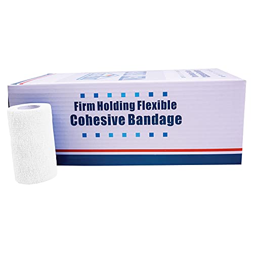 Dura-Tech Vet Flex White Bandage First Aid Wrap | for Horses, Dogs and Others | Self-Adhesive Cohesive Tape | 4” Wide and 5 Yards of Length | Package of 18 Rolls