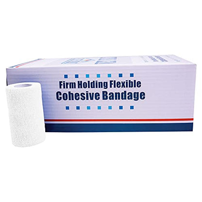 Dura-Tech Vet Flex White Bandage First Aid Wrap | for Horses, Dogs and Others | Self-Adhesive Cohesive Tape | 4” Wide and 5 Yards of Length | Package of 18 Rolls