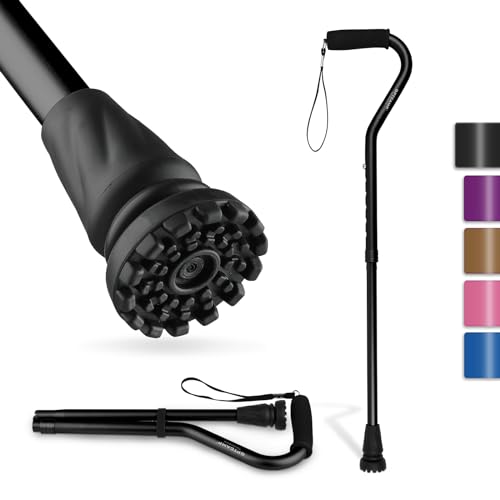 GPTCAMP Offset Walking Cane for Men & Women with Anti-Slip Tip | Foldable & Adjustable 31.5"-36.4", Supports 250 Lbs, Provides Balance for Seniors, Adults & Leg Surgery Recovery - color: Black