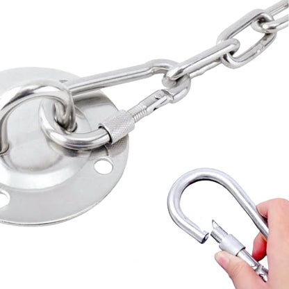 Heavy Gate Chain Lock,Stainless Steel Gate Latches Link Lock with 2 Quick Locking Carabiner Clip Hooks for Livestock Horse Goat Cows Stall,Outdoor Fence Gate,Barn