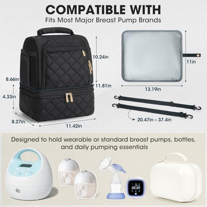 RAINSMORE Wearable Breast Pump Bag, Breast Milk Cooler Travel Bag,Black - color: Black