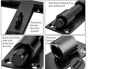 Heavy Duty 17" Slide Bolt Latch,Thickened Security Lock, Solid Steel | Left/Right Hand Installation, Welding & Screw Mountfor Barn Doors, Fence Gates, Warehouse, Entry Gates(Patent Pending)