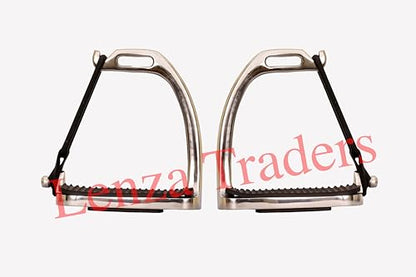 Peacock Silver Polish Safety Stirrups Horse Riding S Steel with Treads, Horse Stirrups, Equestrian Peacock Safety Stirrups for Adults/Childerns - size: 4" inch