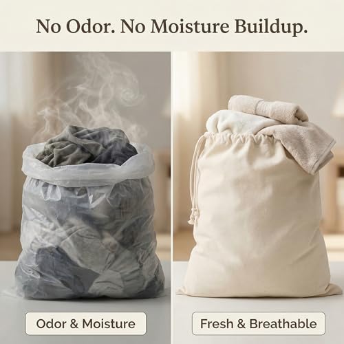 Urban Villa Laundry Bags 4-Pack 28”x36" Extra-Large Cotton Canvas Heavy Duty Washable Durable Travel Laundry Sacks with Drawstring Closure Reusable Hamper Liners for Dirty Clothes Delicates & Lingerie