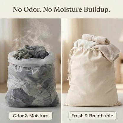 Urban Villa Laundry Bags 4-Pack 28”x36" Extra-Large Cotton Canvas Heavy Duty Washable Durable Travel Laundry Sacks with Drawstring Closure Reusable Hamper Liners for Dirty Clothes Delicates & Lingerie