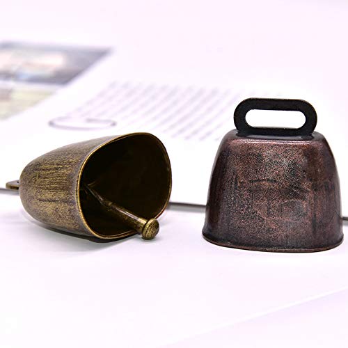5 Pack Grazing Copper Bells, Metal Cow Bells for Dogs, Animal Copper Loud Bronze Bell, Small Brass Bell, for Cow Horse Sheep Cats Small Pets Anti-Theft Accessories (Bronze), 1, Brass Bronze Iron,
