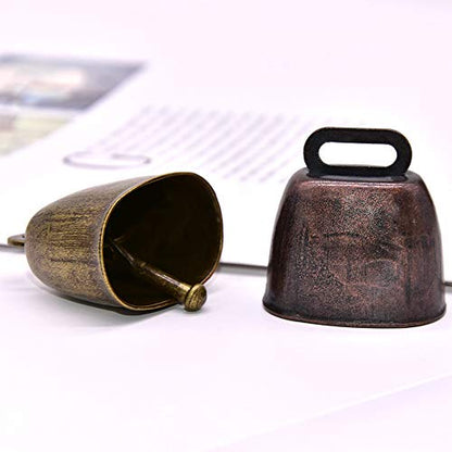 5 Pack Grazing Copper Bells, Metal Cow Bells for Dogs, Animal Copper Loud Bronze Bell, Small Brass Bell, for Cow Horse Sheep Cats Small Pets Anti-Theft Accessories (Bronze), 1, Brass Bronze Iron,