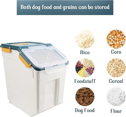 Large Flour Storage Container 25lb,4 Pack Airtight Rice Storage Containers with Wheels Seal Locking Lid Measuring Cup, Scoop, BPA Free Dry Food Bin for Sugar, Rice, Grain, Dark Blue - color: 4Pcs 25LB Blue