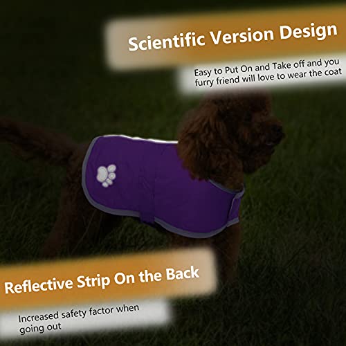 Queenmore Dog Winter Coat, Cold Weather Fleece Dog Jacket, Small Dog Coat - color: Purple, size: X-Small