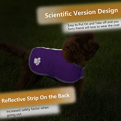 Queenmore Dog Winter Coat, Cold Weather Fleece Dog Jacket, Small Dog Coat - color: Purple, size: X-Small