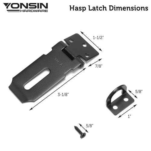 3" Door Padlock Safety Hasp Latch, Door Hasp Clasp Lock Gate Shed Hasp Latch Lock for Door Window Cabinet Pet Cage Toolbox Shed Fence, 304 Stainless Steel, Matte Black Finish, 1 Pack - size: 3 Inch