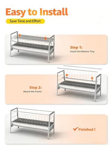 Pasture Feeder, 90 Gallons Multiple Sided Goat Hay Feeder, Stainless Steel Hay Rack with 27'' Wide Tray for Goats, Sheep, Horses, Lamb, Ease of Assembly, Detachable Grain Tray, Silver - style: Stainless Steel