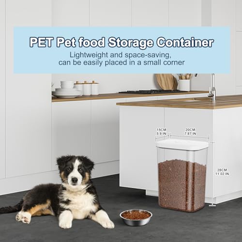 LEAWALK 5-8 Lbs/6Qt Airtight Dog Cat Food Storage Container and Pet Storage Bin BPA-Free, PET Clear Stackable Dog Treat Containers Measuring Scoop Suitable for Dogs Food, Cats Food and Other Dry-1Pack - color: White (5.6L-1Pack)