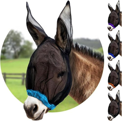 Donkey Fly Mask with Long Ears - (Aqua) Mini Donkey Fly Mask with Ears Protection from Insects and Bugs, Soft Mesh Fabric with Adjustable Fastener, Flymask for Donkeys Made in USA - color: Aqua, size: Mini Donkey