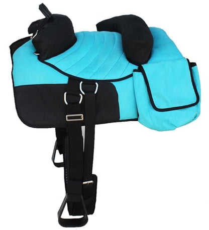 CHALLENGER Horse Western Deluxe Bareback Trail Saddle Pad w/Pockets Girth Stirrups 39TS07 - color: Turquoise, size: 36" L x 26" W