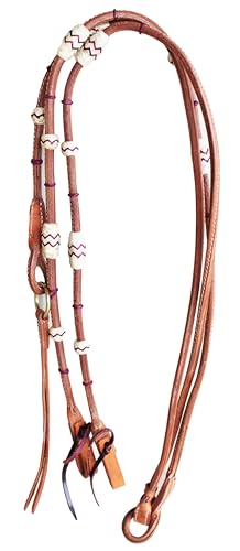 CHALLENGER USA Horse Western Tack Leather Rawhide Romal Reins 66RT36 - color: Tan/Purple