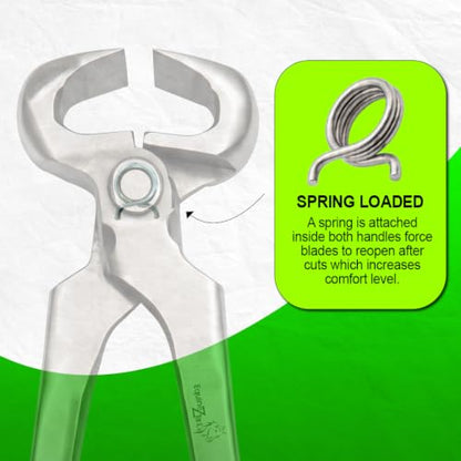 14-Inch Spring Loaded Hoof Nipper – Premium Vanadium Steel Farrier Tool with Dull Finish, Heavy-Duty Horse Hoof Trimming Nippers for Farriers, Blacksmiths, Equine Hoof Care, Horse Shoeing - size: 14 inch