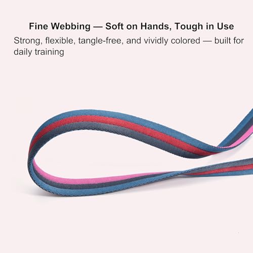 26ft/8m Horse Lunge Line & Long Dog Training Leash, 360° Swivel Snap - color: Black-Red-Pink-Mist Blue