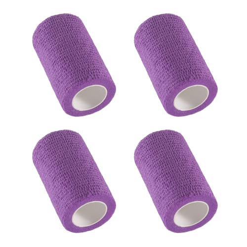 IndigoCase 4 Pack Self Adhesive Bandage Wrap 3 Inch x 5 yd Elastic Tape - color: Purple, size: 3 Inch - 4 Pack
