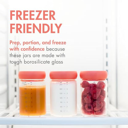 Boon Cache Glass Storage Bottles with Lids - 7 Oz - 3 Count