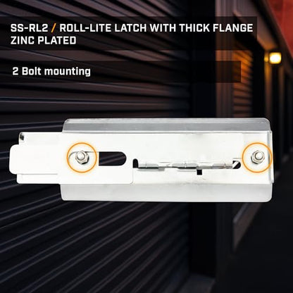 Roll-Lite Zinc Plated Latch, with Thick Flange and Hardware 9-3/8" x 3-5/16" for Wayne Dalton, Roll-Lite, Roll-Right, Trac-Rite, Epic Doors, with Hardware - size: SS-RL2