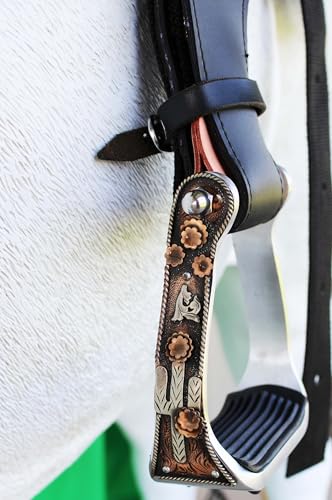 CHALLENGER Western Copper Cactus Engraved Barrel Racing Aluminum Saddle Show Stirrups 51258