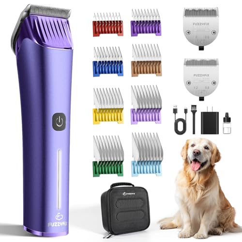 Professional Dog Grooming Clipper with 5-in-1 Replacement Blade - color: Purple