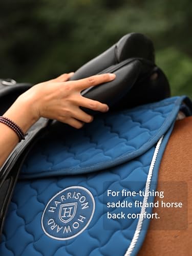 Harrison Howard English Half Pad Non-Slip Moisture-Wicking Shock Absorbing Horse Saddle Pad for Jumping Training Eventing - color: Peacock Blue
