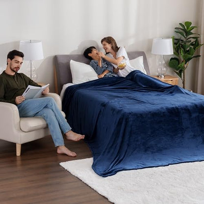 Berkshire Blanket VelvetLoft Big Oversized King Family Blanket, All Season Mid-Weight Ultra Silky and Fuzzy, Seamless Extra Large(Dress Blues, 120x120 Inches) - color: Dress Blues, size: Oversized King