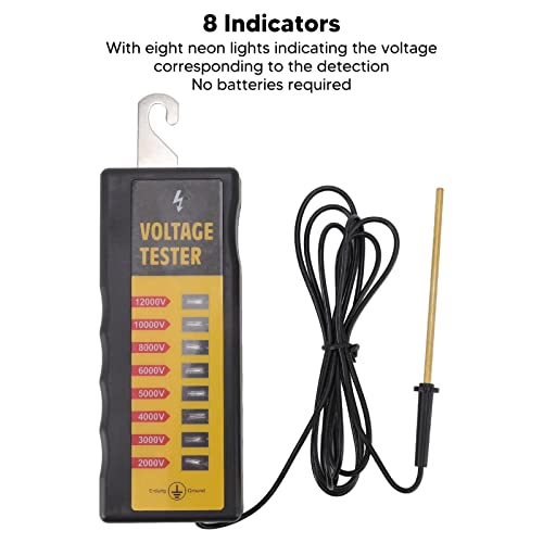 Electric Fence Voltage Tester, 8 Neon Lights Digital Electric Fence Tester Fault Voltage Meter 12KV PortableFence Fault Finder for Farms Livestock