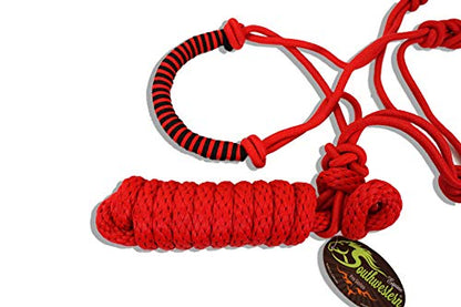 Southwestern Rope Halter and Lead with Designer Braided Nose Band Equine - color: Red & Black