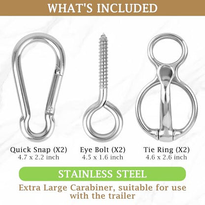 Horse Tie Ring (2 PCS) - Stainless Steel Tie Ring - Strong Magnets - Extra Large Carabiner Clip - Horse Tack and Supplies, Horse Training Equipment, Safe Horse Accessories