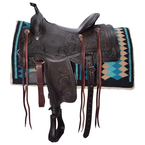 Billy Royal Fleece Bottom Contoured Saddle Pad - 34" x 40" | New Zealand Wool Top | 3/4" Felt Core | Contoured Fit | Hypoallergenic Fleece Lining | Weighs 8 lbs - color: Black/Burgundy/Rust