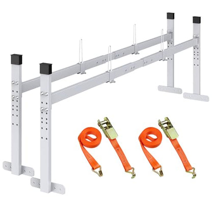 Ladder Rack for Trailer, Adjustable Roof Ladder Rack, 400 lbs Capacity | 5.77-8.65 ft Adjustable Length, Heavy-Duty Steel, Stopper Design, Fits Enclosed and Open Trailers, Sliver - color: Sliver
