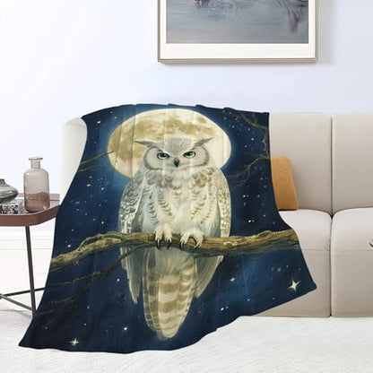 Owl Soft Cozy Blanket Owls Moon Throw Blanket Super Plush Warm Stuff Lightweight Fleece Flannel Blankets Gifts for Women Girls Kids Adults 60"X50" - color: Owl, size: 60"x50"
