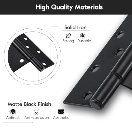 HOME MASTER HARDWARE 10" Heavy Duty Gate Hinges, 6 Pack T Strap Hinges - size: 10 in-6 Pack