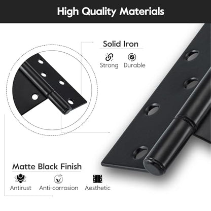 HOME MASTER HARDWARE 10" Heavy Duty Gate Hinges, 6 Pack T Strap Hinges - size: 10 in-6 Pack