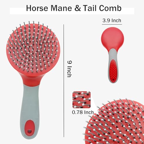 Horse Mane & Tail Combs Horse Brushes Shedding Brush Grooming Tool for Equine Long Haired Dogs (Red) - color: Red