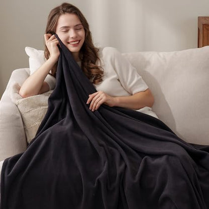 Berkshire Blanket Microfleece Throw Size Bed Throw Blanket Black, Lightweight Soft Breathable Plush Micro Fleece Throw Blanket for Travel, Bed and Couch, 50x60 Inches - color: Black, size: Throw/Throw XL