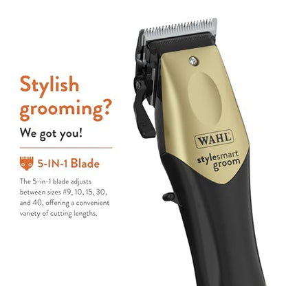 WAHL Professional Animal StyleSmart Cordless Clipper Kit for Pet, Dog & Cat Grooming (#70007) - Dog, Cat & Horse Grooming Supplies - Pet Hair Trimmer - with Guide Combs & Blade - Gold