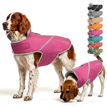 VIVAGLORY Dog Jacket Warm Snowrap Dog Winter Coat Vest, S, Fuchsia - color: Fuchsia, size: S(Chest: 18-22'')