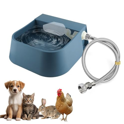 Dog Automatic Water Bowl for 3/4” GHT Male Faucet, 2L Outdoor Auto Fill Water Dispenser with 5ft Water Hose
