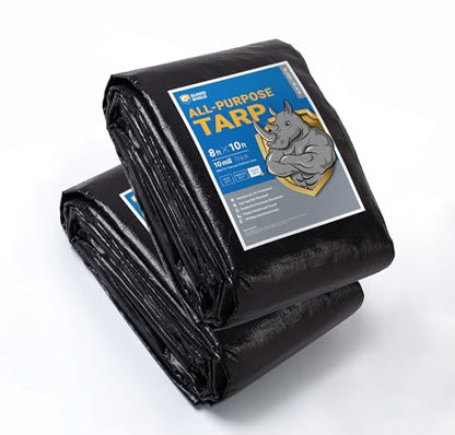 GUARD SHIELD Tarps Heavy Duty Waterproof 8x10 Feet Black Poly Tarp Cover Outdoor Thick UV Resistant Tarpaulin with Grommets 10mil (2-Pack) - color: Black, size: 8x10 (2-Pack)