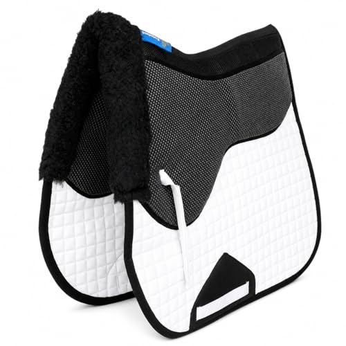 Horse English Quilted All-Purpose Gel Shock Absorbing Saddle Pad 72TS38 - color: White Black