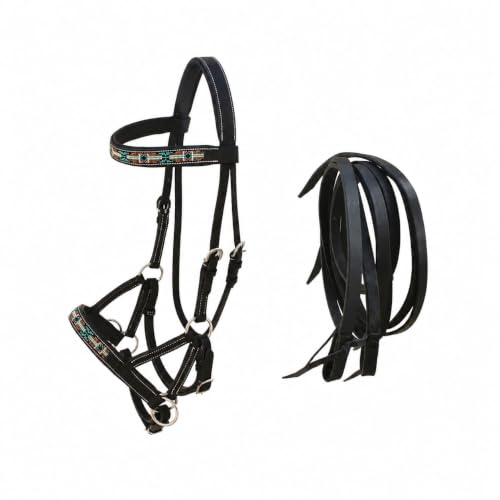 Horse Western English Leather Bitless Sidepull Bridle w/ Split Reins 77RS10 - color: Black