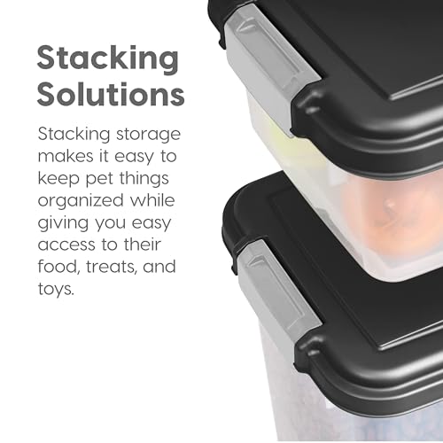 IRIS USA 30 lb + 11 lb Airtight Pet Food Storage Containers with Wheels - color: Black