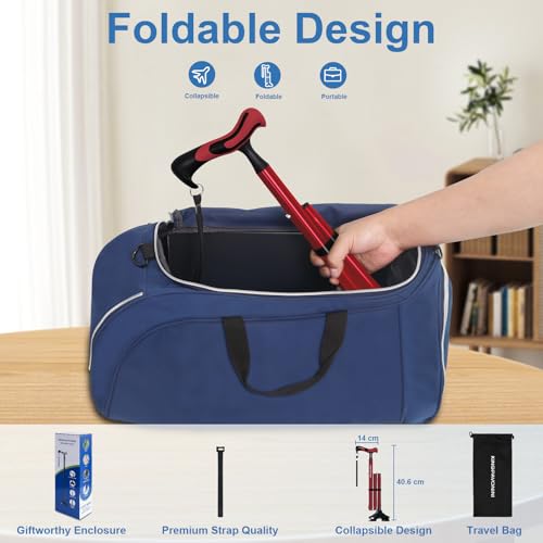 KingPavonini Walking Cane for Men Women Stability, Self Standing - color: Red