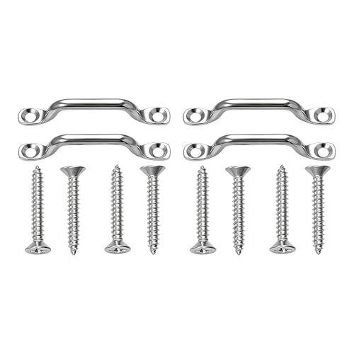 4 PCS Pad Eye Kit, Stainless Steel Auto Battery Tie Down Anchor Point Non-Rusting Pad Eye Kit with Screws, Heavy Duty Tie Down Kayak Deck Loops for Car Boat RV Batteries - color: Pad Eye